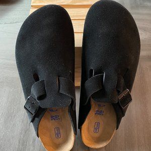 Birkenstock Boston Clogs Black Suede Size 39 - NEW w/o Box/tags